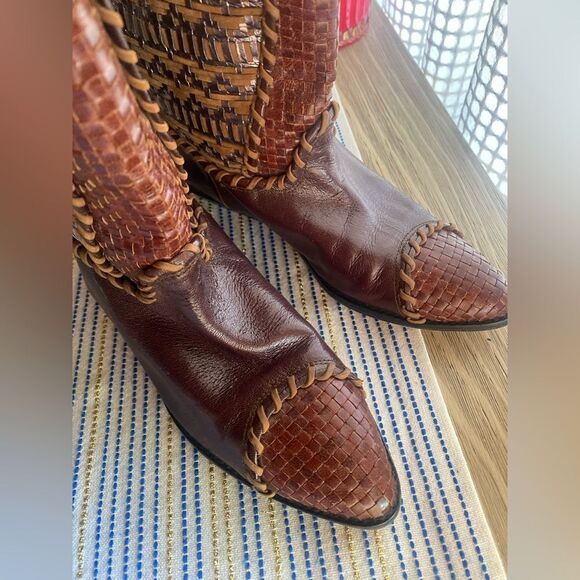 DONALD J PLINER Vintage Western Couture Collection Leather Boots Brown size 7.5 - Picture 8 of 14